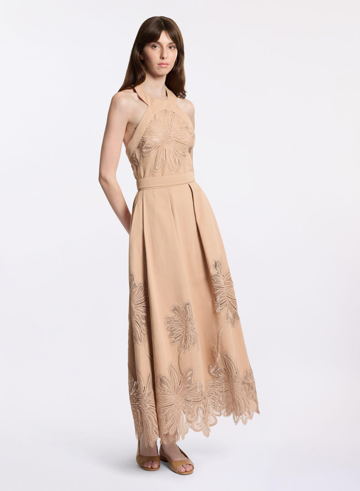 Embroidered Gabardine Midi Dress - 52 - Image 46